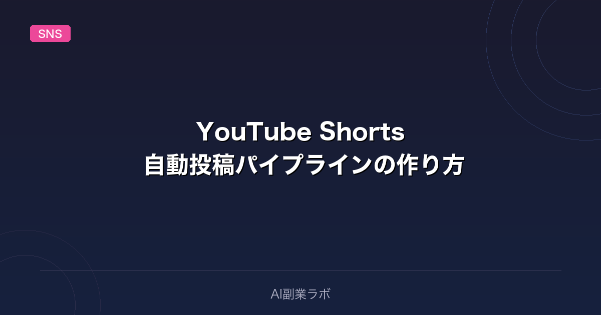 YouTube Shorts 自動投稿パイプラインの作り方|AIで台本から動画生成まで
